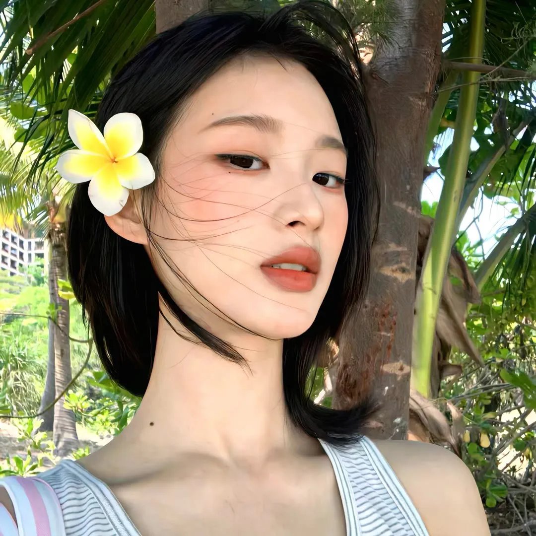 与一位女士合影